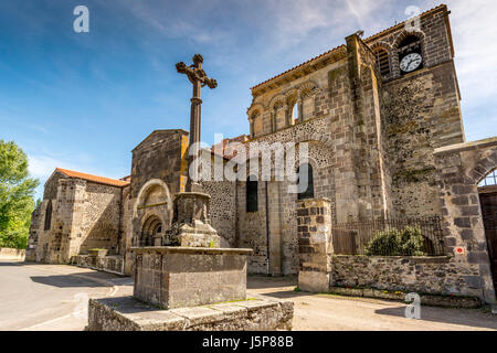 Mozac. Saint-Pierre Abbey Church . Puy de Dome department. Auvergne-Rhone-Alpes. France Stock Photo