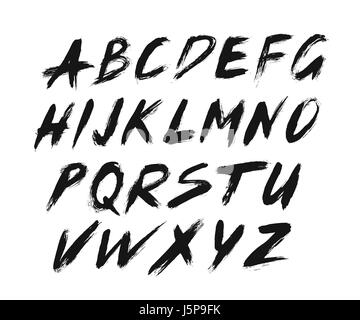 Painted ABC Font Brush Strokes Stock Vector