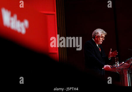 Rhodri Morgan (Labour) the former First Minister of the Welsh Assembly Government (2000 - 2009), speaking at The Welsh Labour Party Conference. He was largely known as the 'Father of Devolution'. Kiran Ridley/Ethos Stock Photo