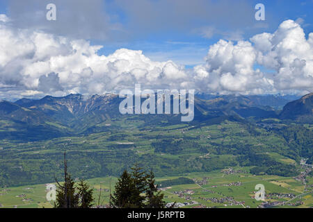 Valley and mountains. Beautiful alpine view from Rossfeldstrasse panorama road, Germany Stock Photo