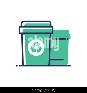 Recycle bin - modern vector single line icon Stock Vector