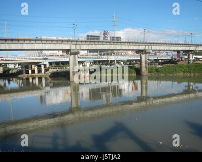 0275 Barangay Industrial Valley Complex LRT Line 28 Marcos Bridge Marikina River Stock Photo