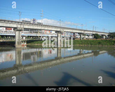 0275 Barangay Industrial Valley Complex LRT Line 31 Marcos Bridge Marikina River Stock Photo