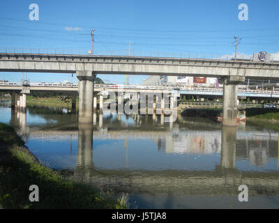 0275 Barangay Industrial Valley Complex LRT Line 34 Marcos Bridge Marikina River Stock Photo