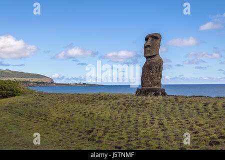 Moai Statue of Ahu Akapu - Easter Island, Chile Stock Photo
