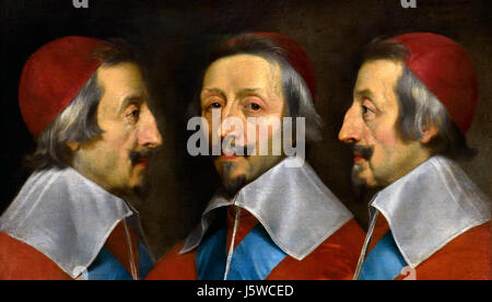 Triple Portrait of Cardinal de Richelieu 1642 Philippe de Champaigne 1602 - 1674 France French (  Cardinal and Duc de Richelieu (1585 - 1642)  Armand-Jean du Plessis, Cardinal and Duc de Richelieu (1585 - 1642), became a cardinal in 1622. He governed France as chief minister (  King Louis XIII ) 1624 until his death in 1642. Stock Photo
