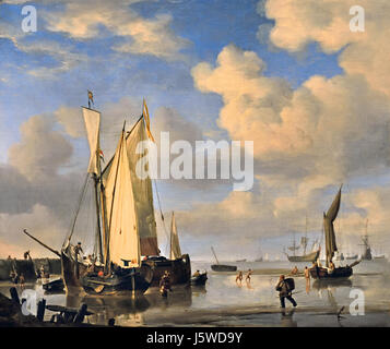 Dutch Vessels Inshore and Men Bathing 1661 Willem van de Velde 1633 - 1707  Dutch The Netherlands Stock Photo