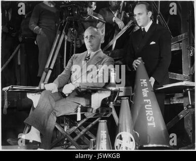 Erich Von Stroheim, Ralph Ince, on-set of the Film “The Lost Squadron”, 1932 Stock Photo