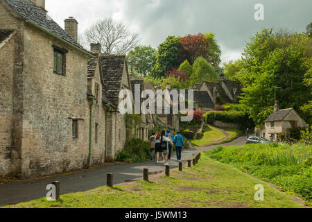Spring afternoon at Arlington Row in Bibury, Gloucestershire, England. The Cotswolds. Stock Photo
