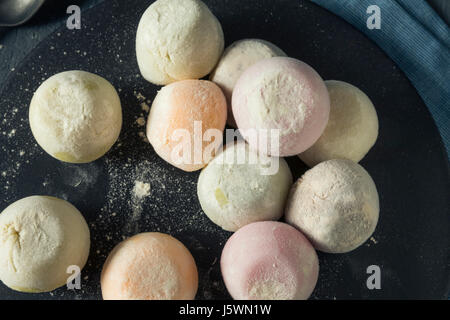 Sweet Japanese Mochi Ice Cream in Many Flavours Stock Photo