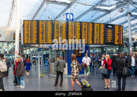 Information inside Piccadilly railway station Manchester UK Stock Photo ...