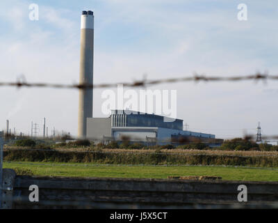 Fawley Power Station, Southampton, Hampshire, England, UK, film location for Star Wars, Red Cup, behind barbed wire Stock Photo