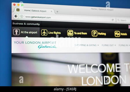 LONDON, UK - MAY 17TH 2017: The homepage for the official website of London Gatwick Airport, on 17th May 2017. Stock Photo