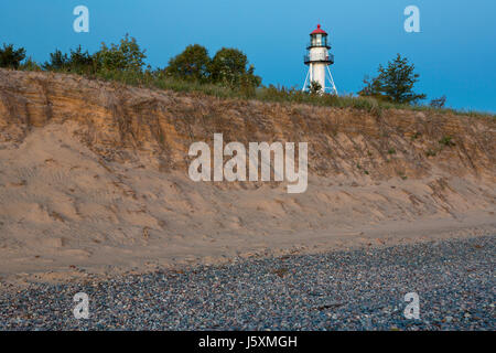 The Whitefish Point Lighthouse on Lake Superior in Michigan's Upper Peninsula. USA Stock Photo