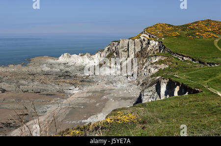 North Devon seascape viewed from the Coast path Stock Photo