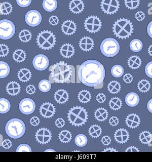 Clock and Gear Seamless Pattern Stock Vector