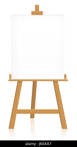 Easel with blank canvas to insert your artwork, picture or text - illustration on white background. Stock Photo