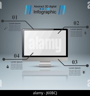 Monitor icon. Business 3d Infographics. Stock Vector