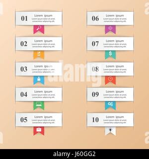 Infographic design. List of 10 items. Stock Vector