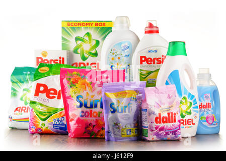 POZNAN, POLAND - JAN 20, 2017: Although global soap and detergent industry includes about 700 companies it remains highly concentrated with the top 50 Stock Photo