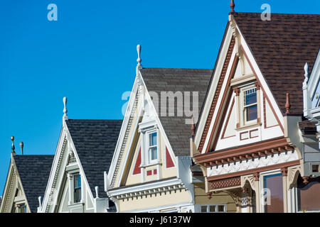 Close up detail of the houses known as the Painted Ladies in San Francisco, CA, USA Stock Photo