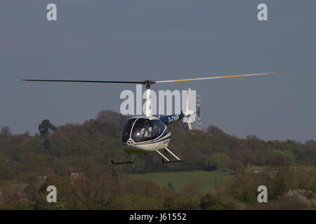 Helicopter over Wolverhampton Halfpenny Green Airport. UK Stock Photo