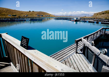 Lake Benmore Salmon Farm South Island New Zealand Stock Photo