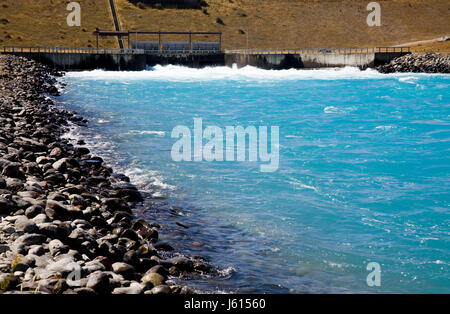 Lake Benmore Salmon Farm South Island New Zealand Stock Photo