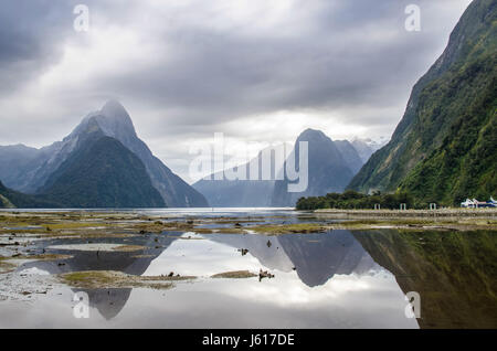 Milford Sound situated on the west coast of the South Island,within Fiordland National Park. Stock Photo