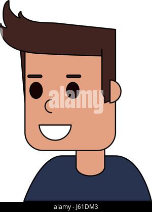 color image cartoon side view half body guy with hairstyle Stock Vector