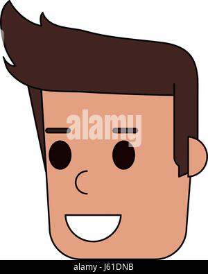 color image cartoon side view face guy with hairstyle Stock Vector