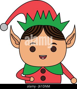 color image cartoon half body christmas elf Stock Vector