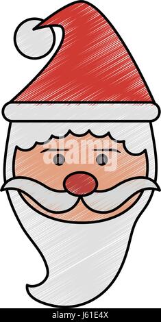 color pencil cartoon front view face santa claus portrait Stock Vector