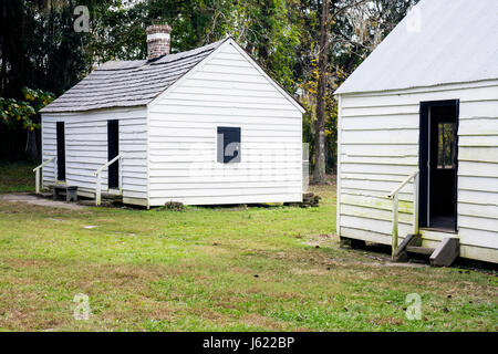 Charleston South Carolina,Lowcountry,Ashley River Road,Magnolia Plantation & Gardens,1676,heritage,slavery,slave quarters,passenger cabin,outside exte Stock Photo