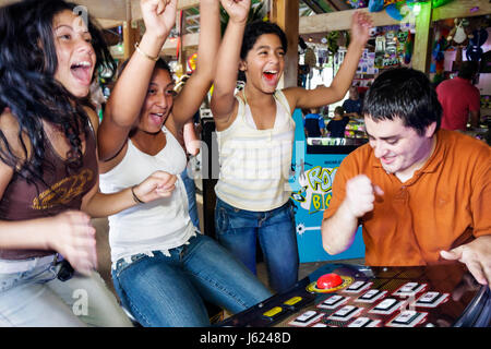 Valparaiso Indiana,Zao Island Entertainment Center,centre,video game arcade,girl girls,female kid kids child children youngster youngsters youth youth Stock Photo