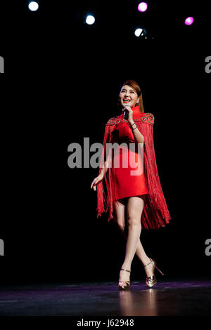 Brussels, Belgium. 18th May, 2017. Singer Wulan Tuya from north China's Inner Mongolia Autonomous Region performs at the opening of the 3rd China Arts Festival in the EU in Brussels, Belgium, May 18, 2017. Credit: Ye Pingfan/Xinhua/Alamy Live News Stock Photo