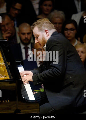 Czech piano player Lukas Vondracek accompanied by the Czech Philharmonic  performs within Prague Spring music festival in Prague, Czech Republic, May 18, 2017. (CTK Photo/Vit Simanek) Stock Photo