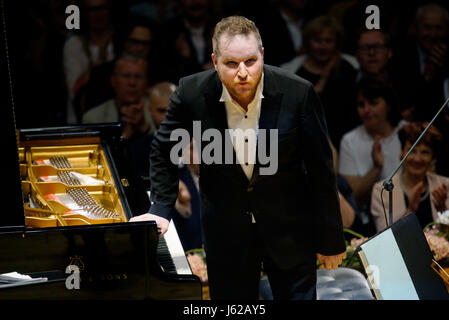 Czech piano player Lukas Vondracek accompanied by the Czech Philharmonic  performs within Prague Spring music festival in Prague, Czech Republic, May 18, 2017. (CTK Photo/Vit Simanek) Stock Photo