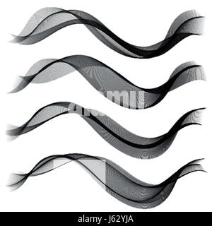 Set abstract color smoke wave. Transparent wave. Abstract smooth Vector lines. Stock Vector