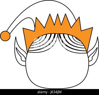 color silhouette image cartoon front view faceless christmas elf with hat Stock Vector