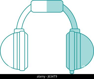 blue shading silhouette cartoon headphones for music Stock Vector