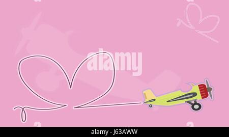 Vintage Old turboprop Airplane in concept of Love Vector Illustration Stock Vector