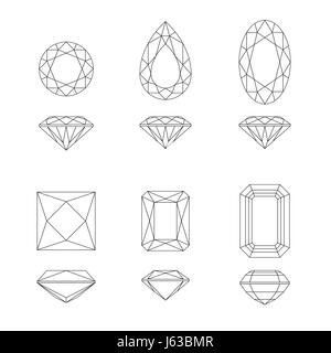 Diamond and gemstone shapes. Stock Vector