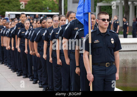 Law Enforcement Explorers (Police Explorers) pay tribute to police officers who have died in service at National Law Enforcement Officers Memorial Stock Photo