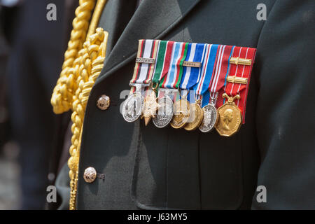 Montreal, Canada - 17 May 2017: Close-up of medals on the uniform of a Canadian Brigadier-General Stock Photo