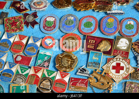 Moscow, Russia - may 07.2017. Trade badge of the times of the USSR Stock Photo