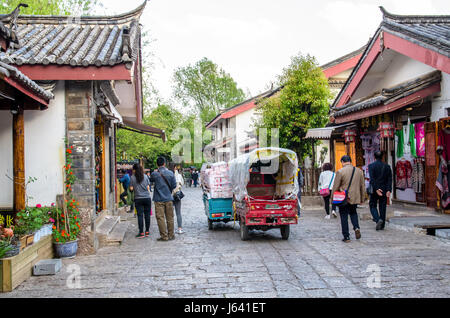 Lijiang,Yunnan - April 13,2017 : Shuhe Ancient Town is one of the oldest habitats of Lijiang and well-preserved town on the Ancient Tea Route. Stock Photo