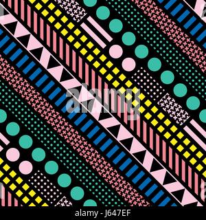 Decorative geometric shapes tiling. Multicolor trendy irregular pattern.  Abstract colorful background. Artistic decorative ornamental lattice Stock Photo