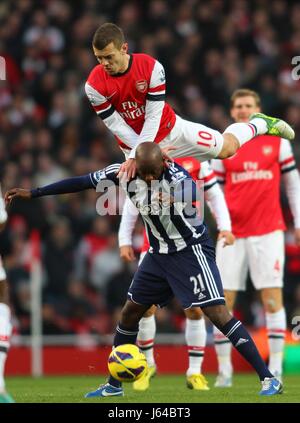 JACK WILSHERE & YOUSSUF MULUM ARSENAL V WEST BROMWICH ALBION LONDON ENGLAND UK 08 December 2012 Stock Photo