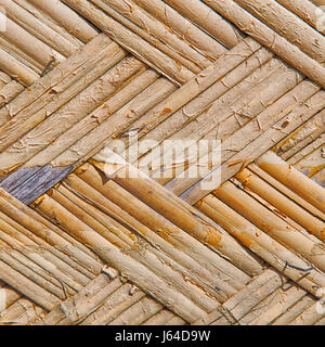 a wall build on wicker bamboo like abstract vintage surface Stock Photo